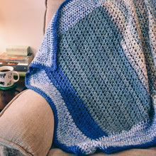 Load image into Gallery viewer, Calming Blues Homespun Crochet Throw Blanket
