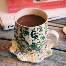 Load image into Gallery viewer, Blue & Yellow Floral Inspired Crochet Coasters Set (Set of 4)