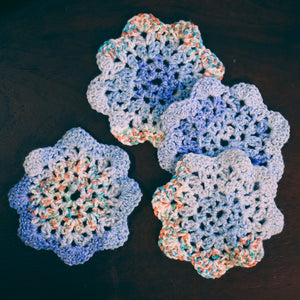 Blue Multicolor Floral-Inspired Colorful Coasters (Set of 4)