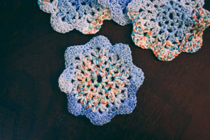 Blue Multicolor Floral-Inspired Colorful Coasters (Set of 4)