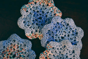 Blue Multicolor Floral-Inspired Colorful Coasters (Set of 4)