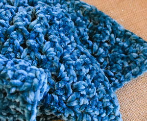 Blue Velvet Crochet Cat Mat
