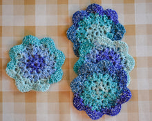 Load image into Gallery viewer, Ocean Blue &amp; Teal Floral-Inspired Colorful Coasters (Set of 4)
