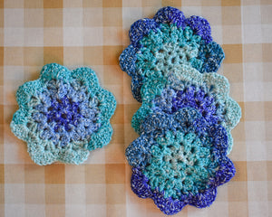 Ocean Blue & Teal Floral-Inspired Colorful Coasters (Set of 4)