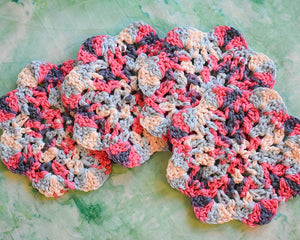 Blue & Pink Floral-Inspired Colorful Coasters (Set of 4)
