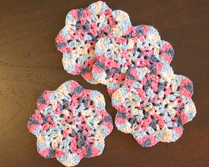 Blue & Pink Floral-Inspired Colorful Coasters (Set of 4)