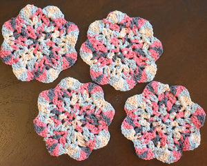 Blue & Pink Floral-Inspired Colorful Coasters (Set of 4)
