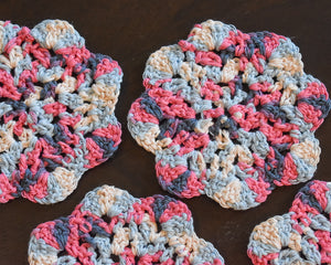 Blue & Pink Floral-Inspired Colorful Coasters (Set of 4)
