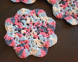 Blue & Pink Floral-Inspired Colorful Coasters (Set of 4)