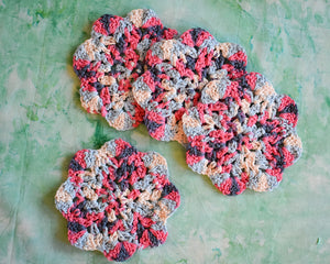 Blue & Pink Floral-Inspired Colorful Coasters (Set of 4)