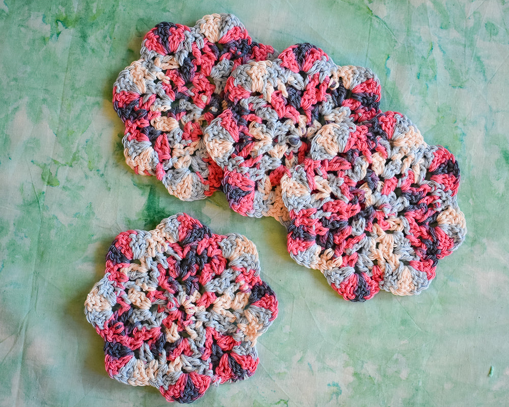 Blue & Pink Floral-Inspired Colorful Coasters (Set of 4)
