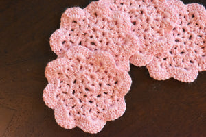 Petal Pink Floral Inspired Crochet Coasters Set (Set of 4)
