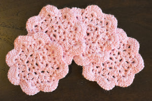Petal Pink Floral Inspired Crochet Coasters Set (Set of 4)
