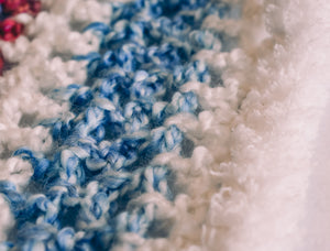 Homespun Blue and Fuzzy White Baby Blanket
