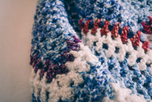 Load image into Gallery viewer, Homespun Blue and Fuzzy White Baby Blanket
