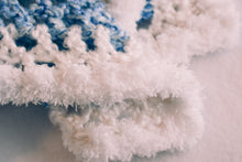Load image into Gallery viewer, Homespun Blue and Fuzzy White Baby Blanket
