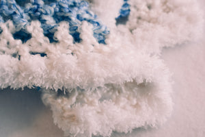Homespun Blue and Fuzzy White Baby Blanket