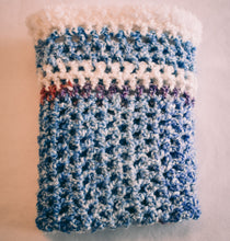 Load image into Gallery viewer, Homespun Blue and Fuzzy White Baby Blanket
