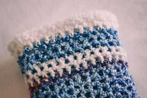 Homespun Blue and Fuzzy White Baby Blanket