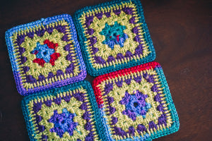 Vibrant Multicolor Crochet Coasters Set (Set of 4)