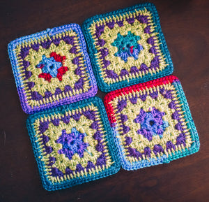 Vibrant Multicolor Crochet Coasters Set (Set of 4)