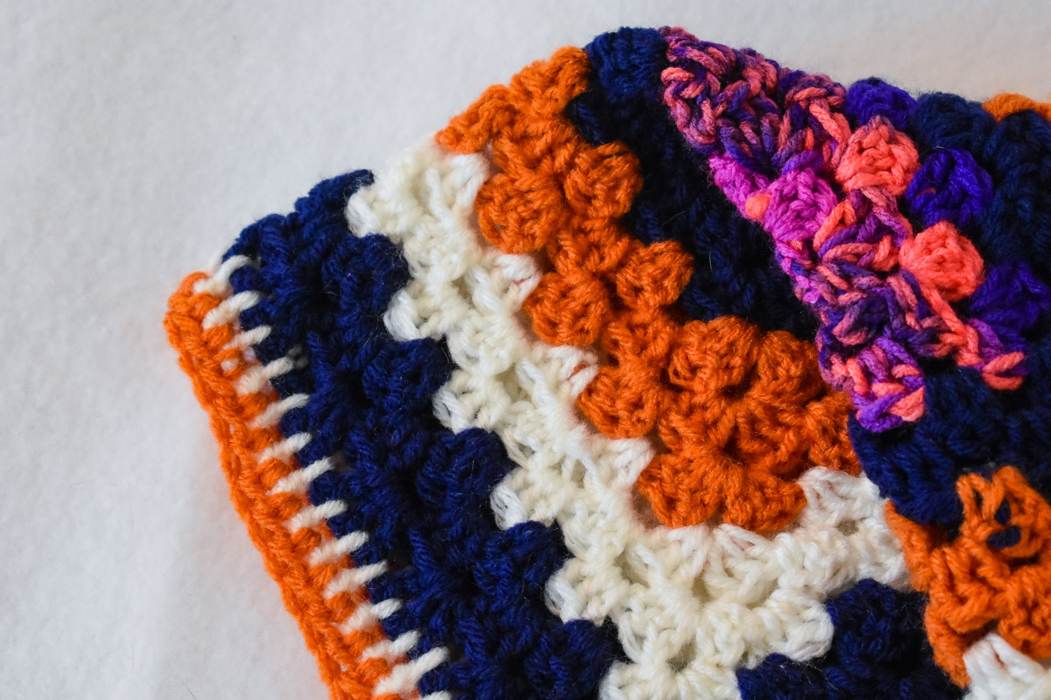 Orange and blue crochet blanket cheap