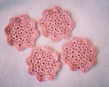 Load image into Gallery viewer, Petal Pink Floral Inspired Crochet Coasters Set (Set of 4)
