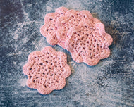 Petal Pink Floral Inspired Crochet Coasters Set (Set of 4)