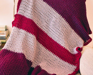 Plum, Lavender, and Cranberry Crochet Throw Blanket