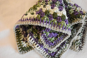 Purple & Mossy Green Crochet Cat Mat