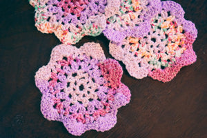Purple Multicolor Floral-Inspired Colorful Coasters (Set of 4)