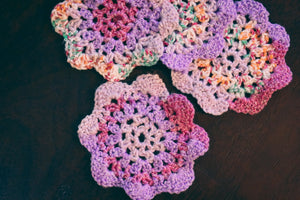 Purple Multicolor Floral-Inspired Colorful Coasters (Set of 4)