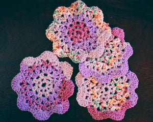 Purple Multicolor Floral-Inspired Colorful Coasters (Set of 4)