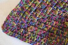 Load image into Gallery viewer, Rich Jewel Tone Rainbow Crochet Cat Mat
