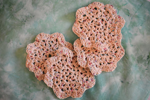 Speckled Cream Crochet Coasters (Set of 4) - Square OR Floral