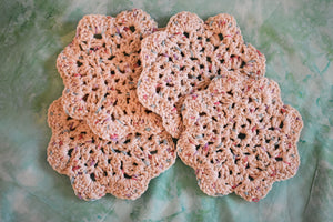 Speckled Cream Crochet Coasters (Set of 4) - Square OR Floral