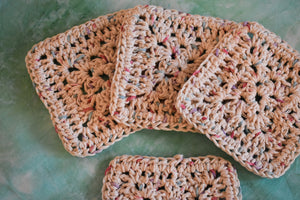 Speckled Cream Crochet Coasters (Set of 4) - Square OR Floral