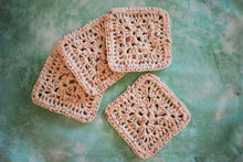 Load image into Gallery viewer, Speckled Cream Crochet Coasters (Set of 4) - Square OR Floral
