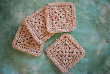 Load image into Gallery viewer, Speckled Cream Crochet Coasters (Set of 4) - Square OR Floral

