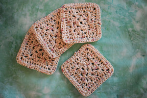 Speckled Cream Crochet Coasters (Set of 4) - Square OR Floral