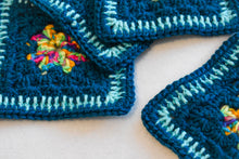 Load image into Gallery viewer, Teal &amp; Rainbow Square Crochet Coasters (Set of 4)
