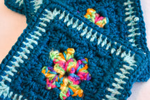 Load image into Gallery viewer, Teal &amp; Rainbow Square Crochet Coasters (Set of 4)
