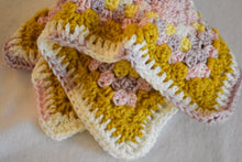 Load image into Gallery viewer, Pink &amp; Goldenrod Crochet Cat Mat
