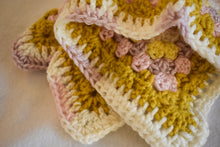 Load image into Gallery viewer, Pink &amp; Goldenrod Crochet Cat Mat
