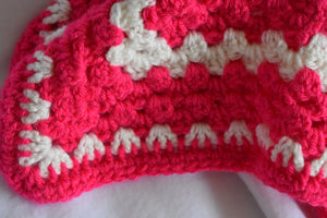 Bright Pink and Navy Crochet Cat Mat