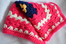 Load image into Gallery viewer, Bright Pink and Navy Crochet Cat Mat
