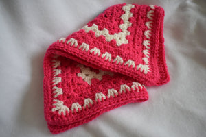 Bright Pink and Navy Crochet Cat Mat
