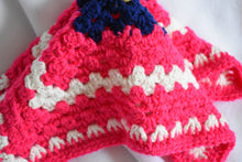 Load image into Gallery viewer, Bright Pink and Navy Crochet Cat Mat
