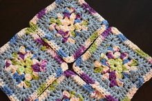 Load image into Gallery viewer, Periwinkle &amp; Purple Granny Square Crochet Coasters Set (Set of 4)

