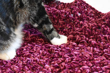 Load image into Gallery viewer, Velvet Burgundy Crochet Cat Mat
